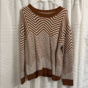 NWOT Chevron Pattern Brown and White Sweater - Medium